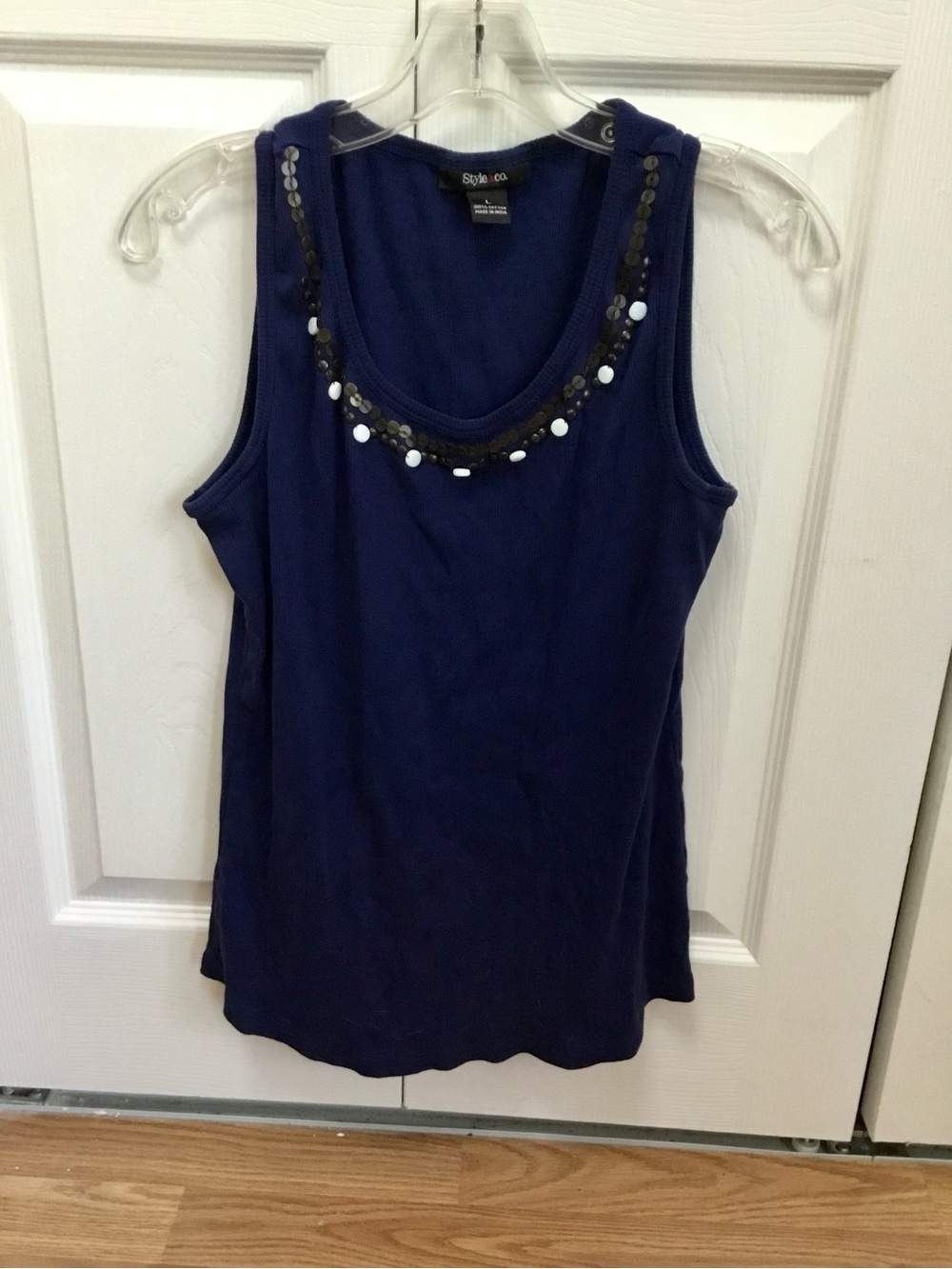 Style & Co. Midnight Navy Embellished Scoop Neck Tank